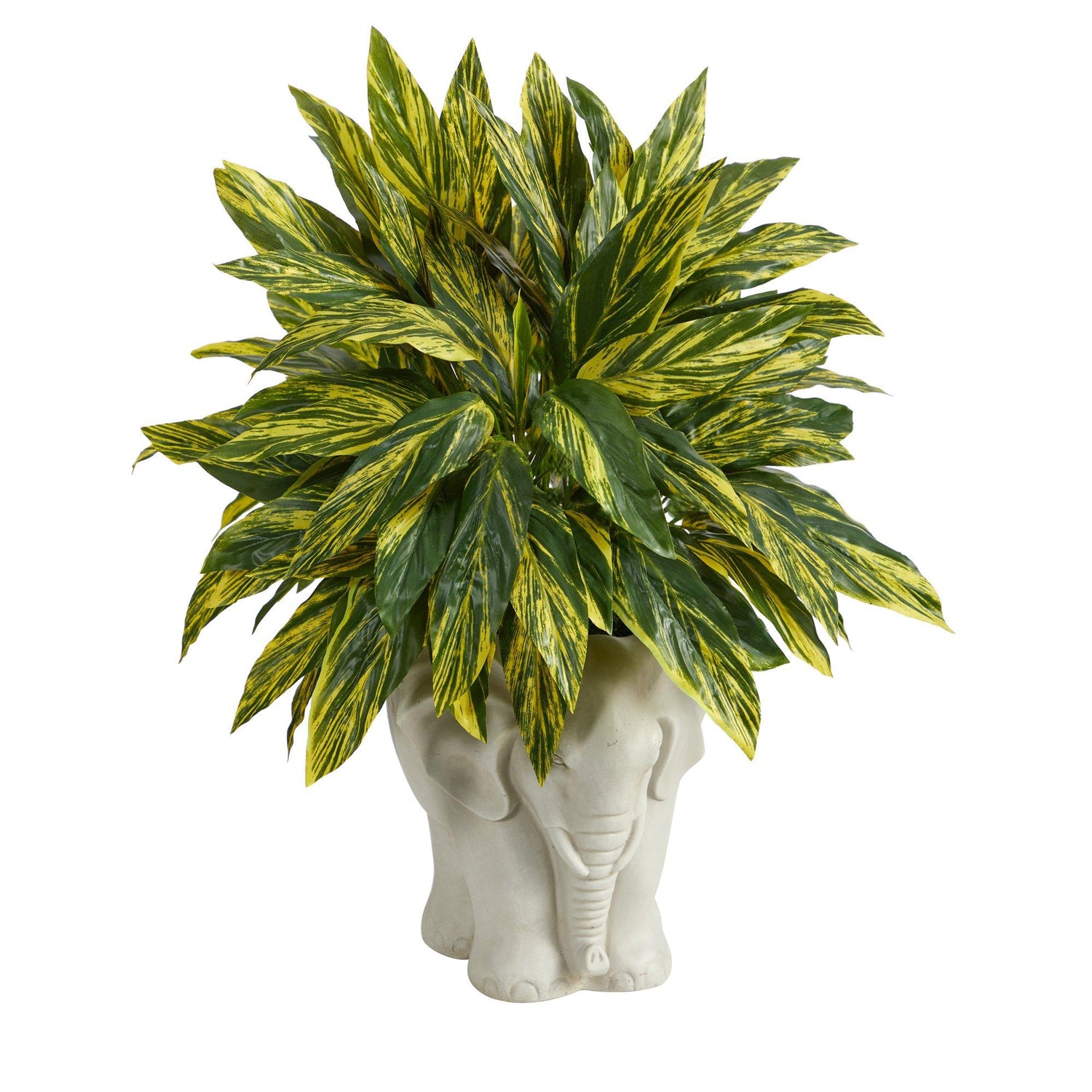 25” Tradescantia Artificial Plant in White Elephant Shaped Planter (Real Touch)