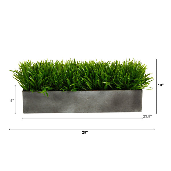 25” Wild Grass Artificial Plant in Metal Planter