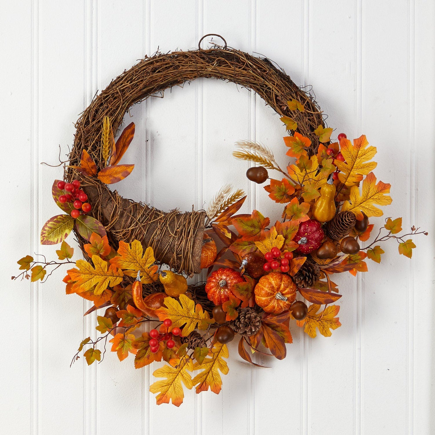 26” Autumn Artificial Cornucopia Fall Wreath