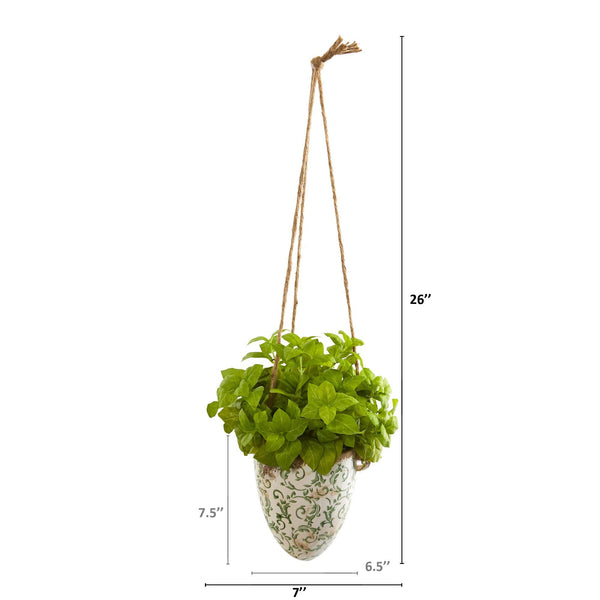 26” Basil Artificial Plant in Hanging Vase