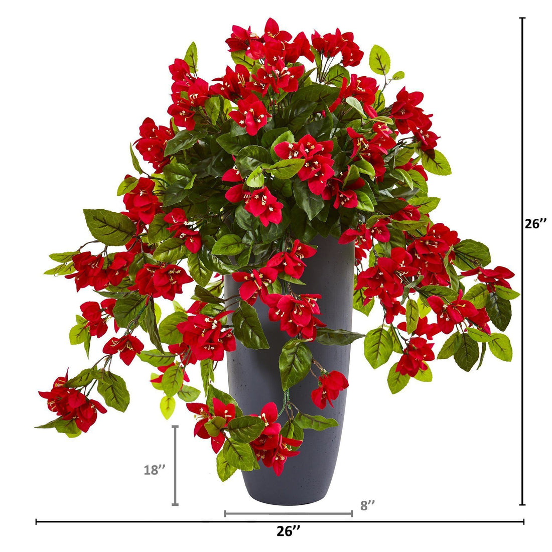 outdoor plastic plant 26” Bougainvillea Artificial Plant in Planter UV Resistant (Indoor/Outdoor)