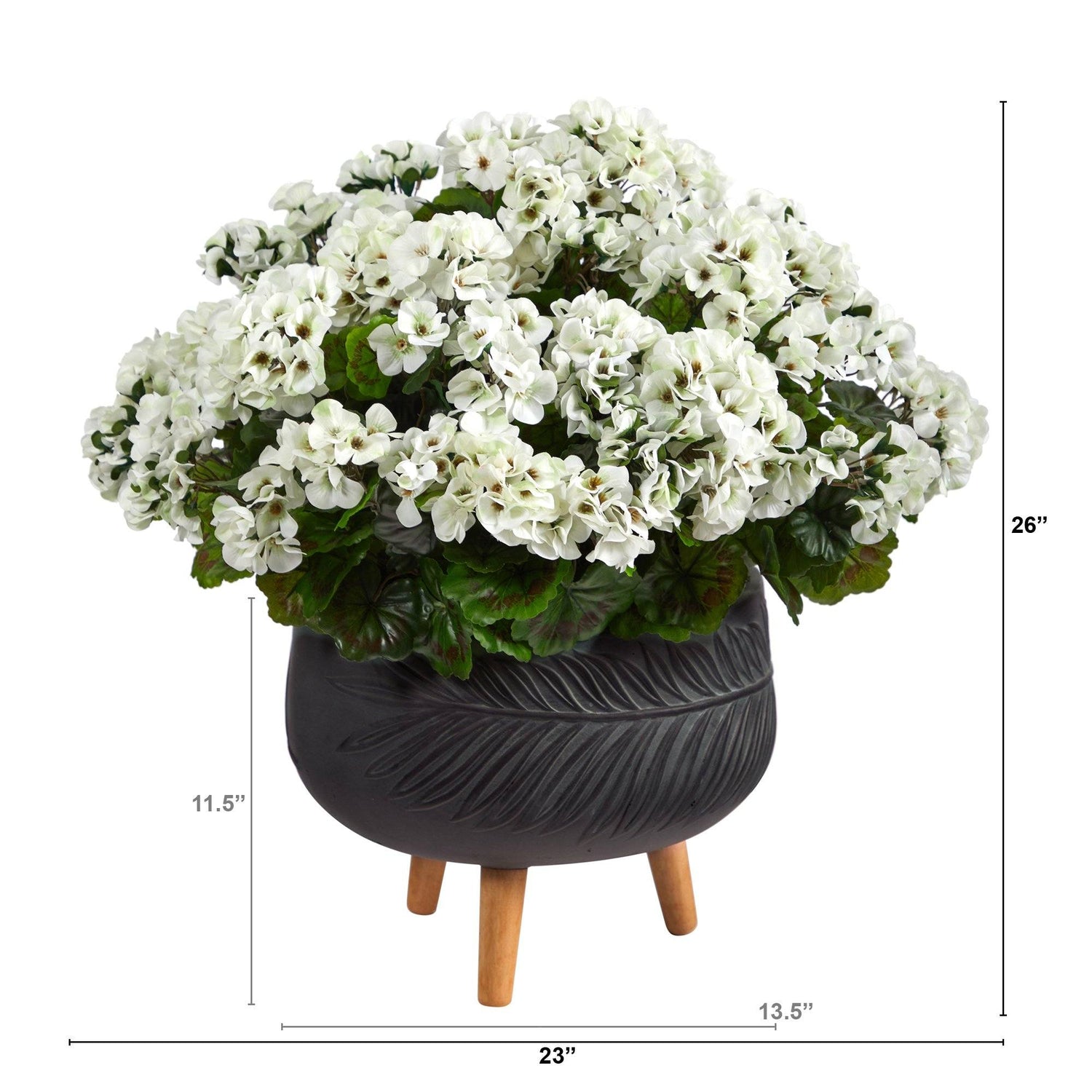26” Geranium Artificial Plant in Black Planter with Stand UV Resistant (Indoor/Outdoor)