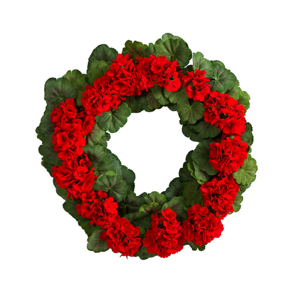 26” Geranium Artificial Wreath