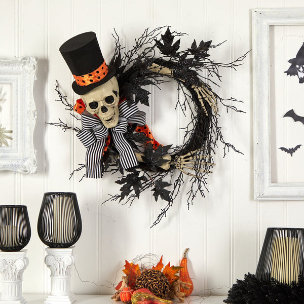 26" Halloween Dapper Skeleton Wreath"