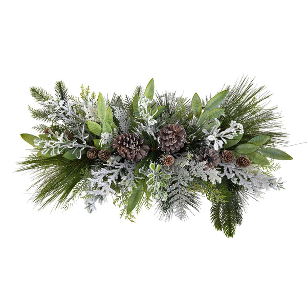 26” Holiday Flocked Winter Christmas Arrangement Cutting Board Wall Décor or Table Arrangement