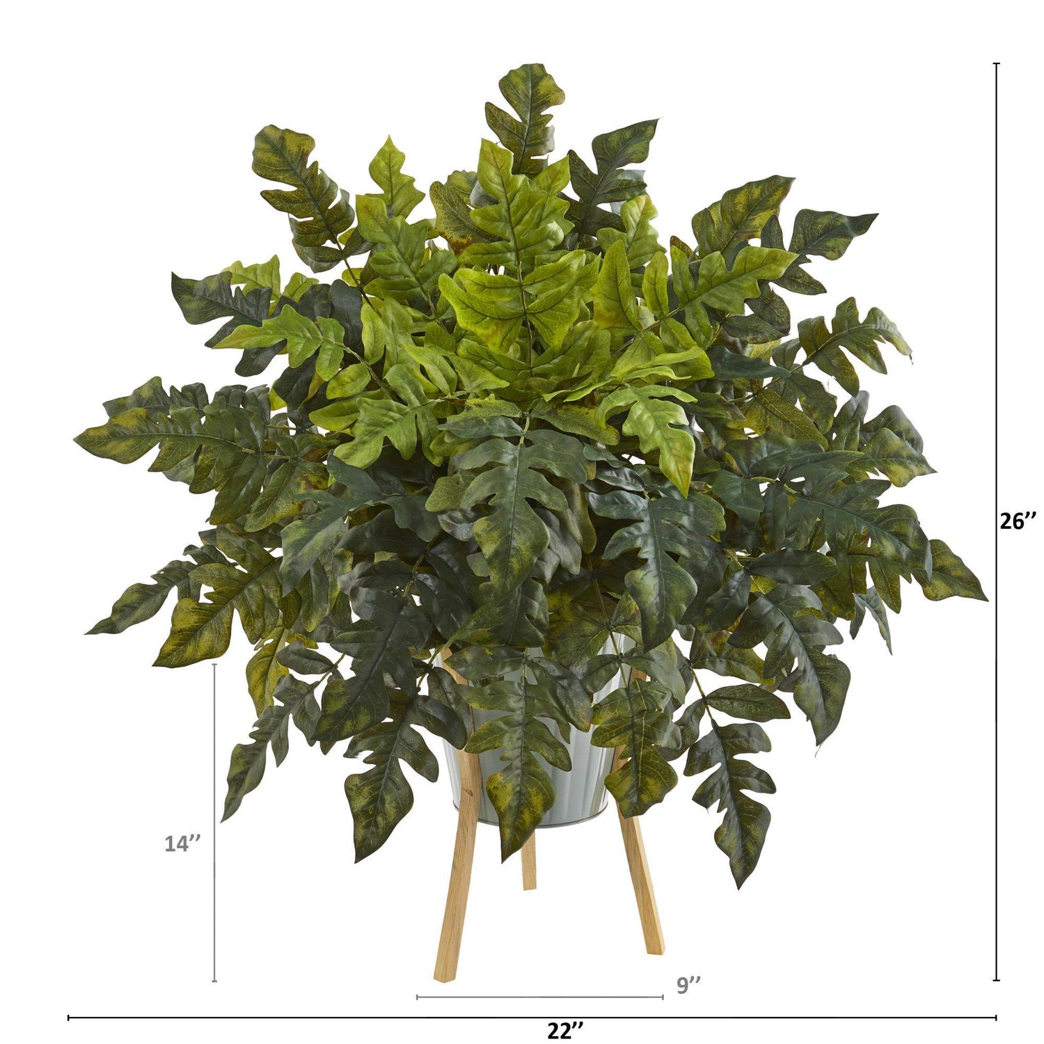 26” Holly Fern Artificial Plant in Green Planter with Stand