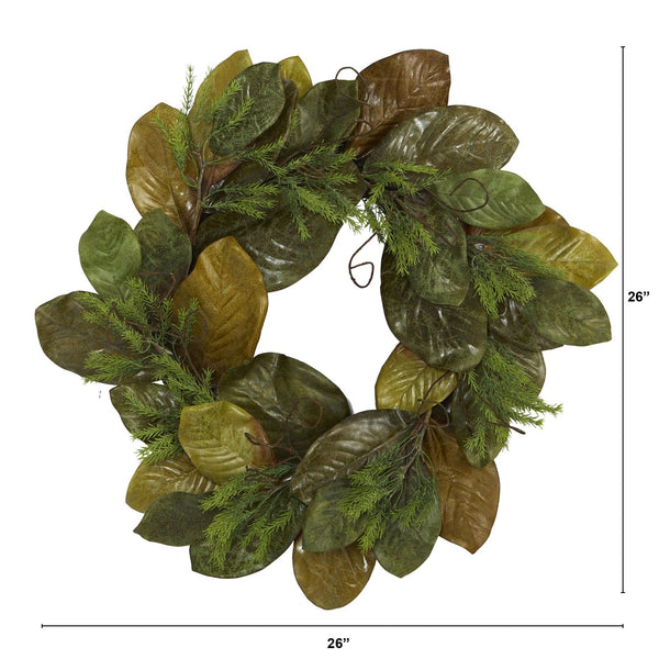 26” Magnolia Leaf Artificial Wreath