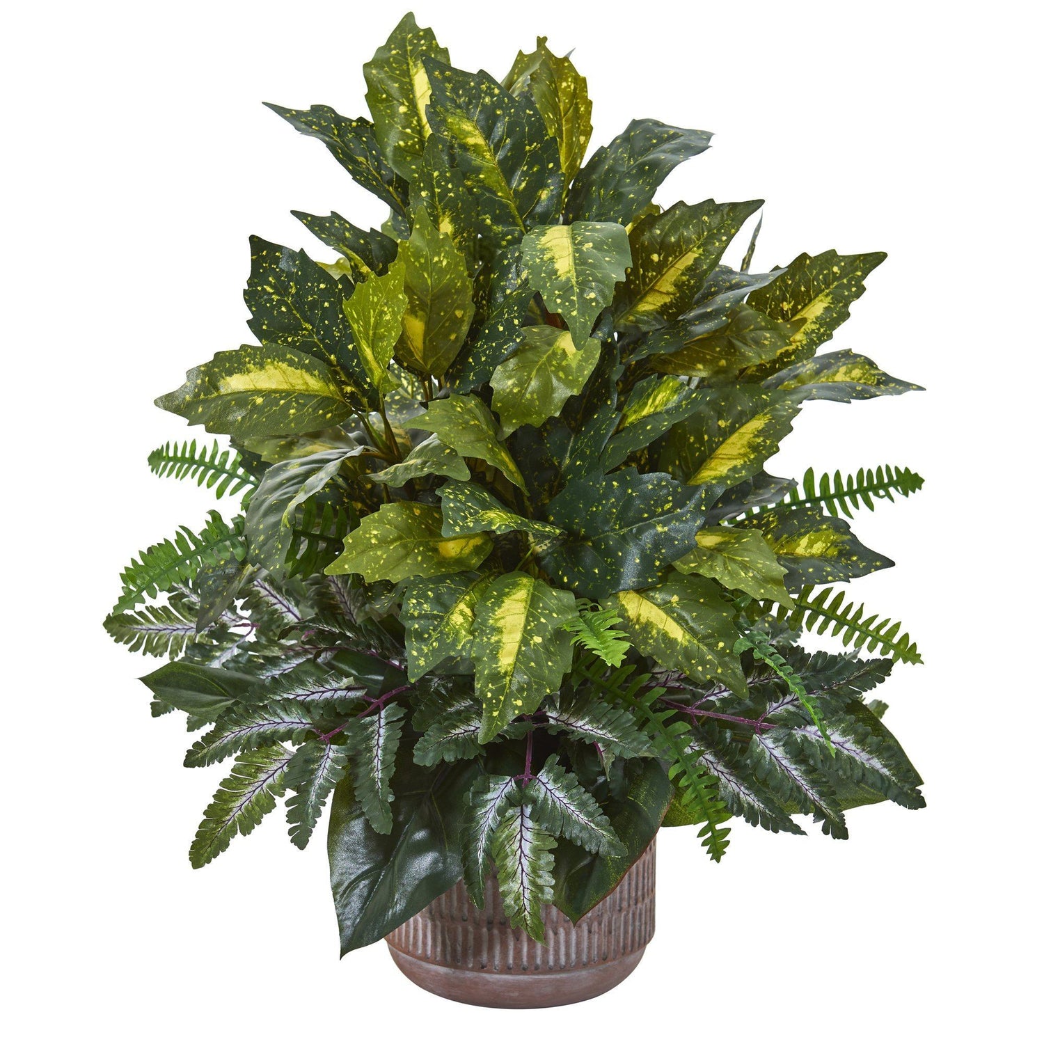 26” Mixed Greens Artificial Plant in Stoneware Planter
