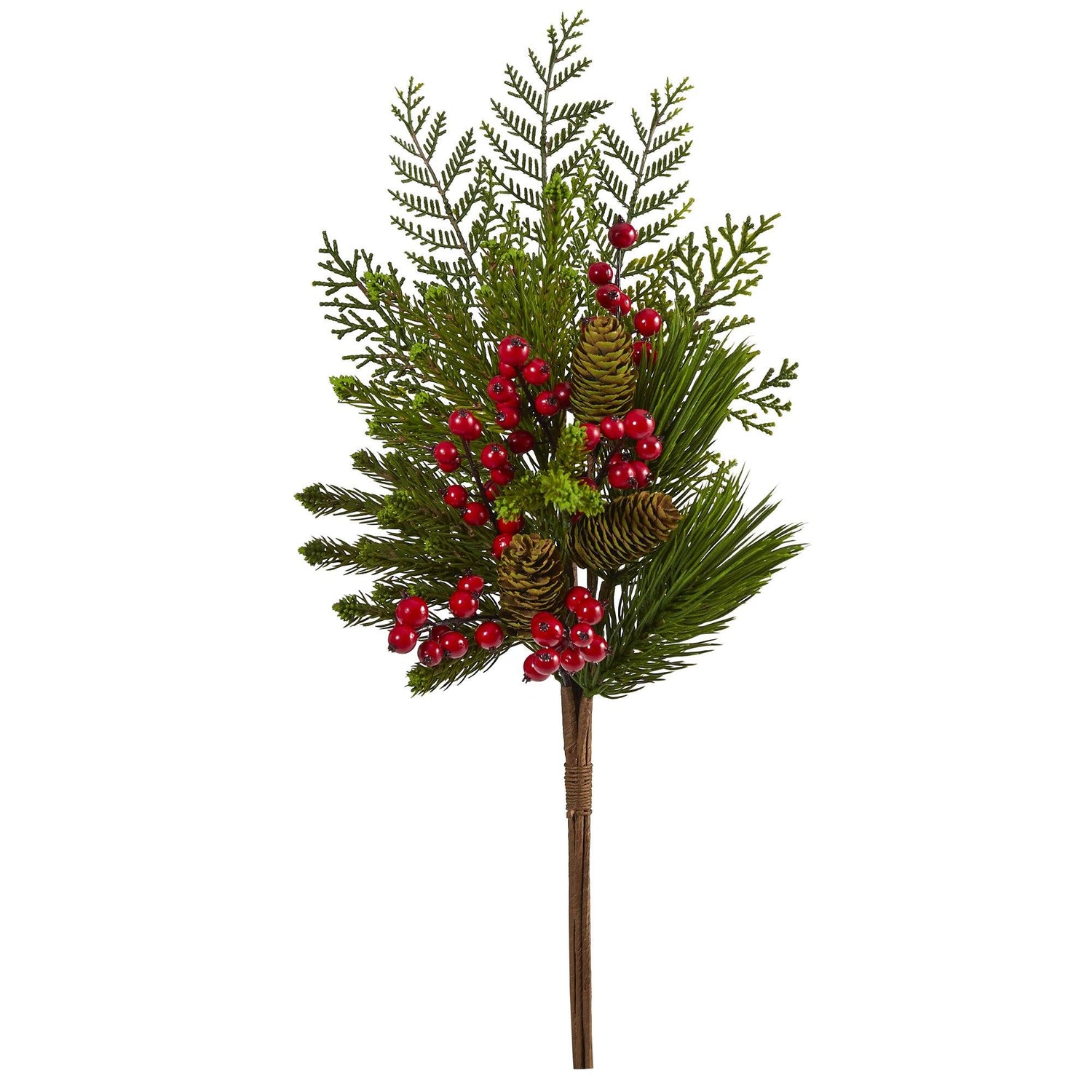 26” Mixed Pine, Pinecone and Berry Artificial Plant (Set of 3)