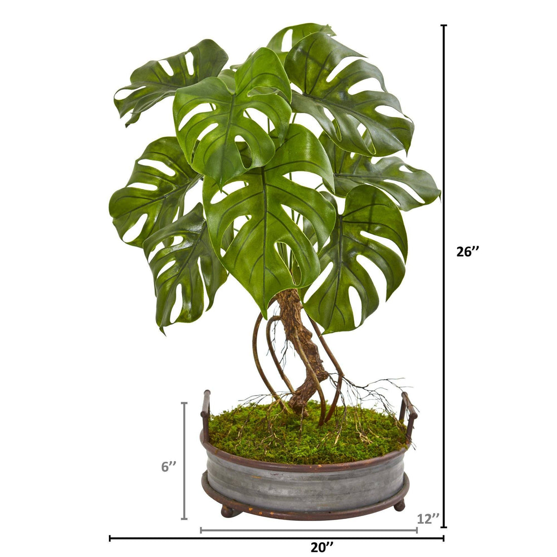 large indoor planter for monstera 26” Monstera Artificial Plant in Metal Planter