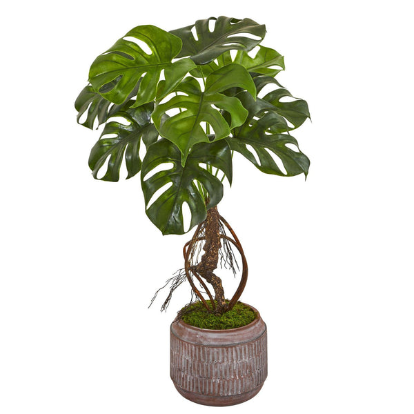 artificial monstera deliciosa plant 26” Monstera Artificial Plant in Stoneware Planter