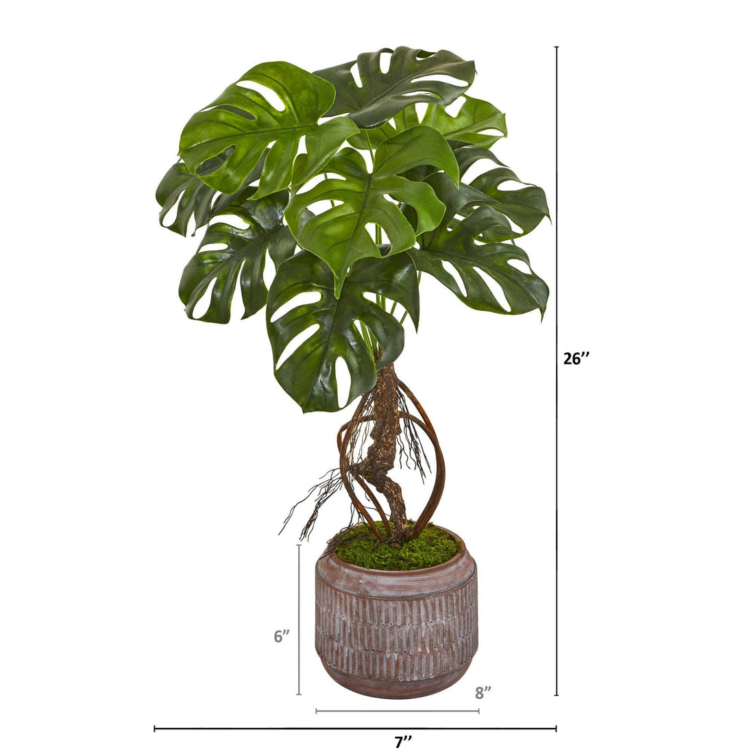 monstera deliciosa faux 26” Monstera Artificial Plant in Stoneware Planter
