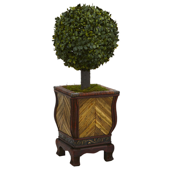 27” Boxwood Ball Topiary Artificial Tree in Decorative Planter
