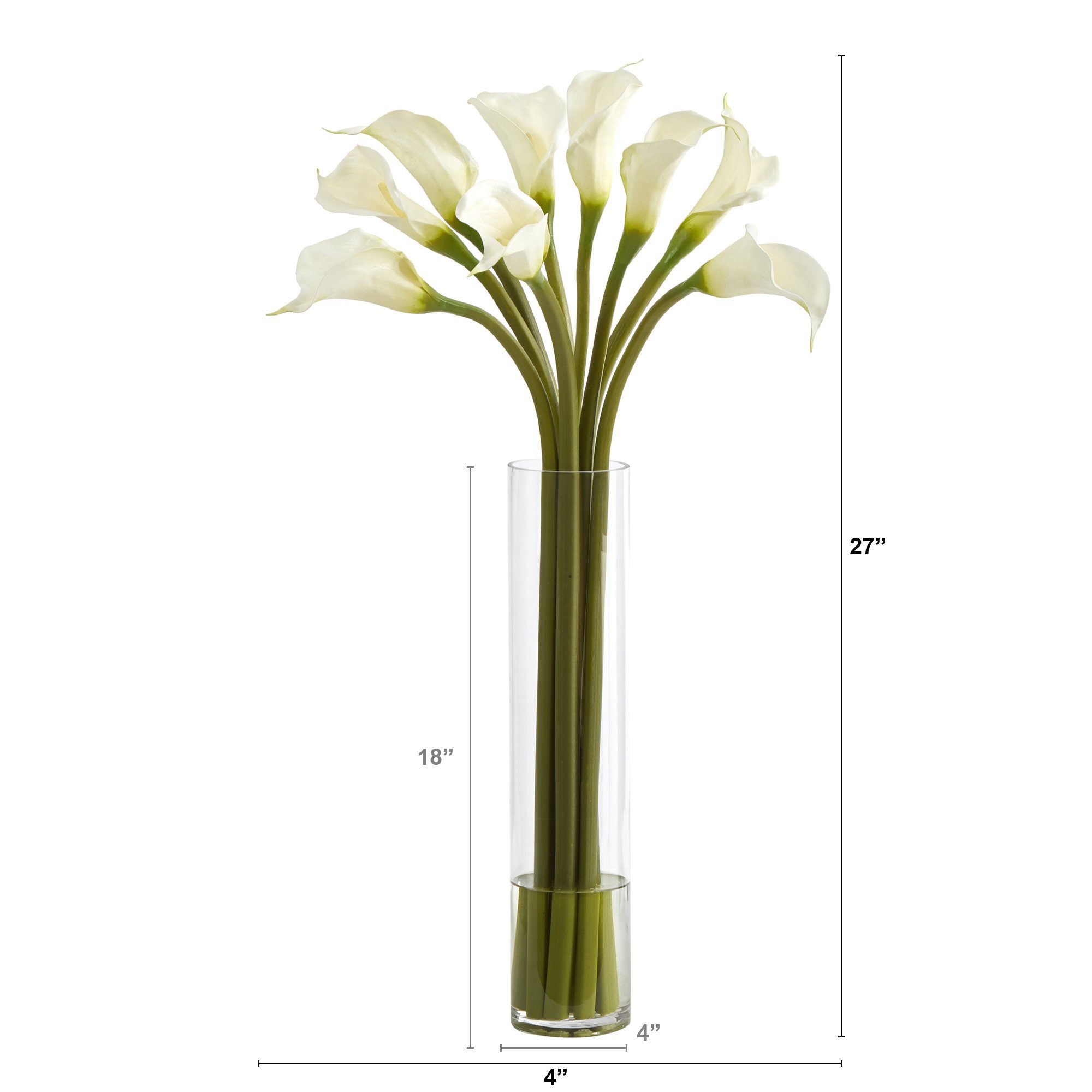 27” Calla Lily Artificial Arrangement in Cylinder Vase | Nearly
