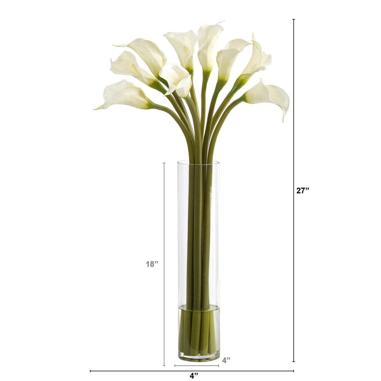 27” Calla Lily Artificial Arrangement in Cylinder Vase