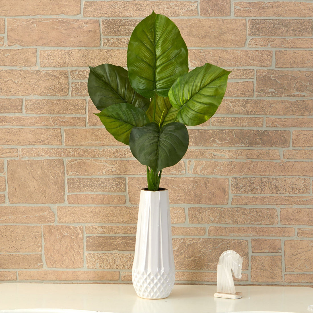 bushy philodendron 27” Large Philodendron Leaf Artificial Bush Plant (Set of 4)
