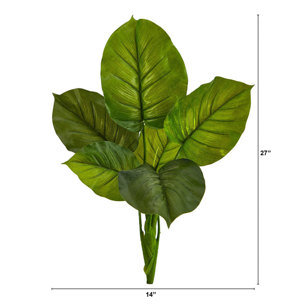 philodendron bushy 27” Large Philodendron Leaf Artificial Bush Plant (Set of 4)