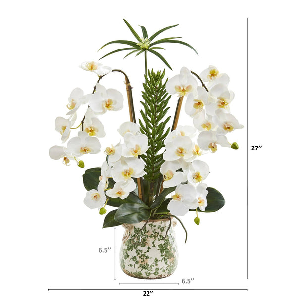 27” Phalaenopsis Orchid and Succulent Artificial Arrangement in Floral Vase