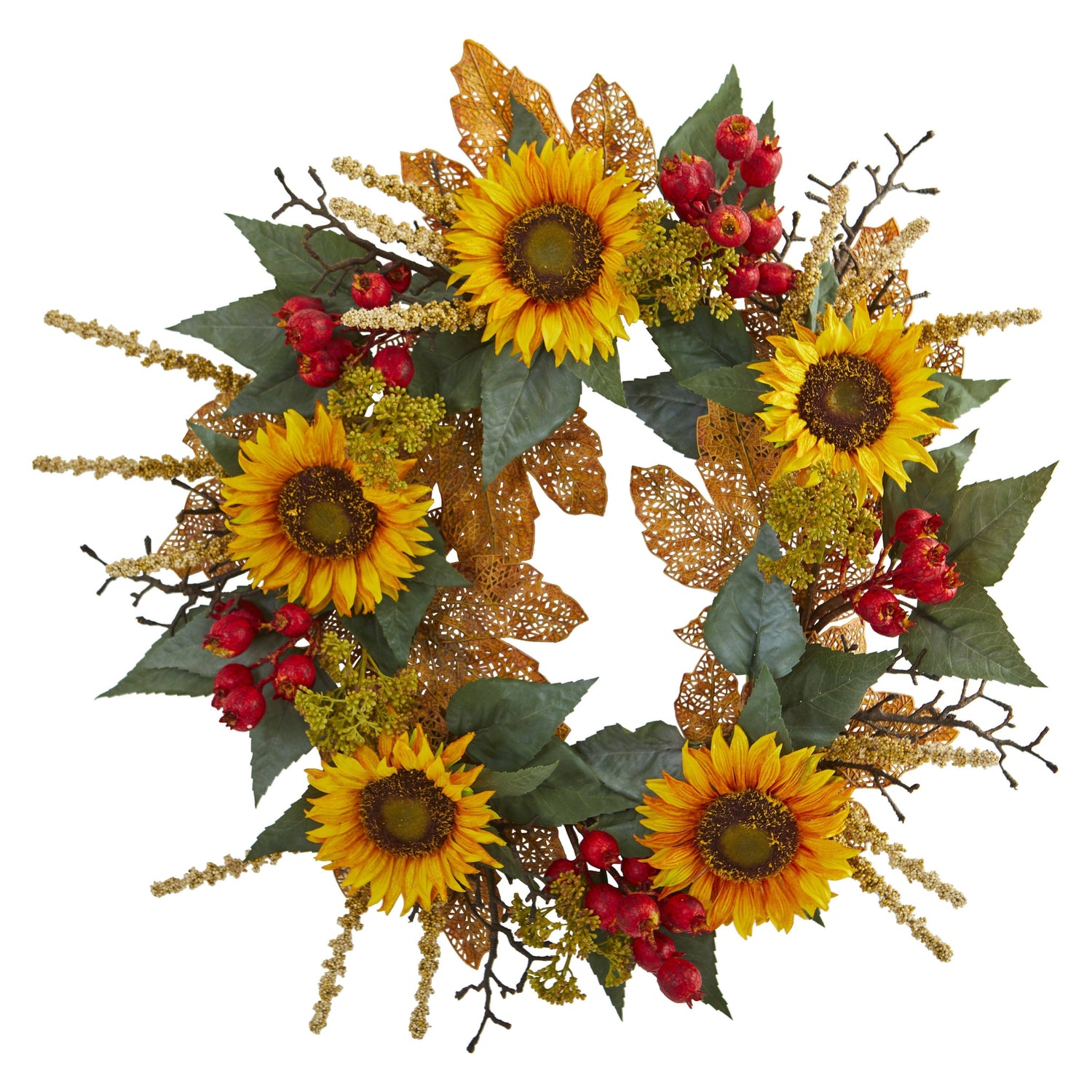 27” Sunflower Berry Artificial Wreath