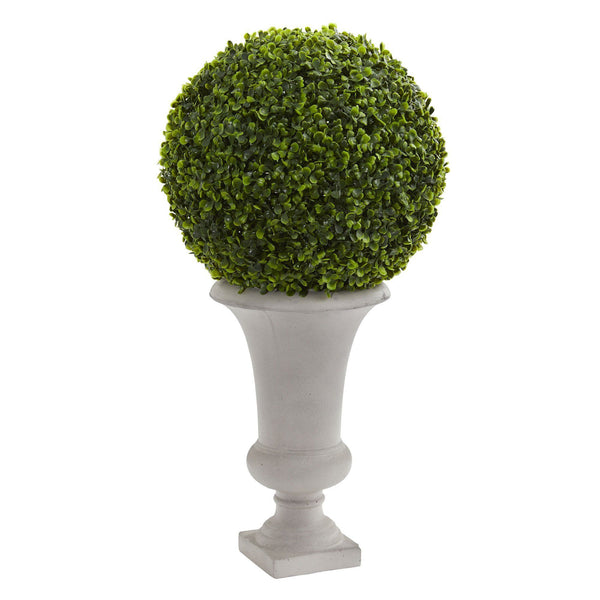 28” Boxwood Ball Topiary Artificial Plant in Urn (Indoor/Outdoor)