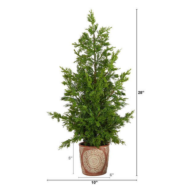 28” Cedar Pine “Natural Look” Artificial Tree in Decorative Planter