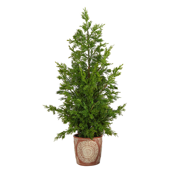 28” Cedar Pine “Natural Look” Artificial Tree in Decorative Planter
