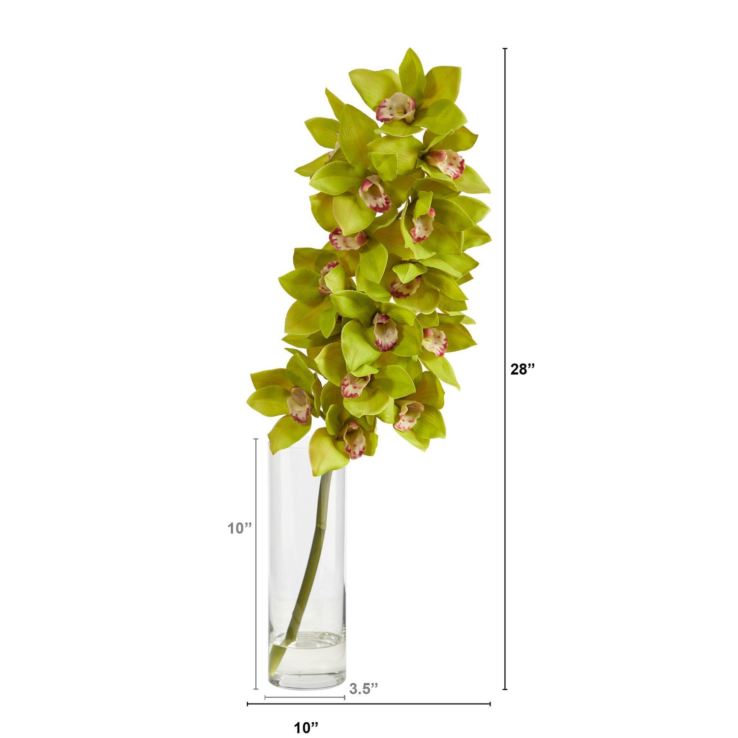 28” Cymbidium Orchid Artificial Arrangement in Glass Vase