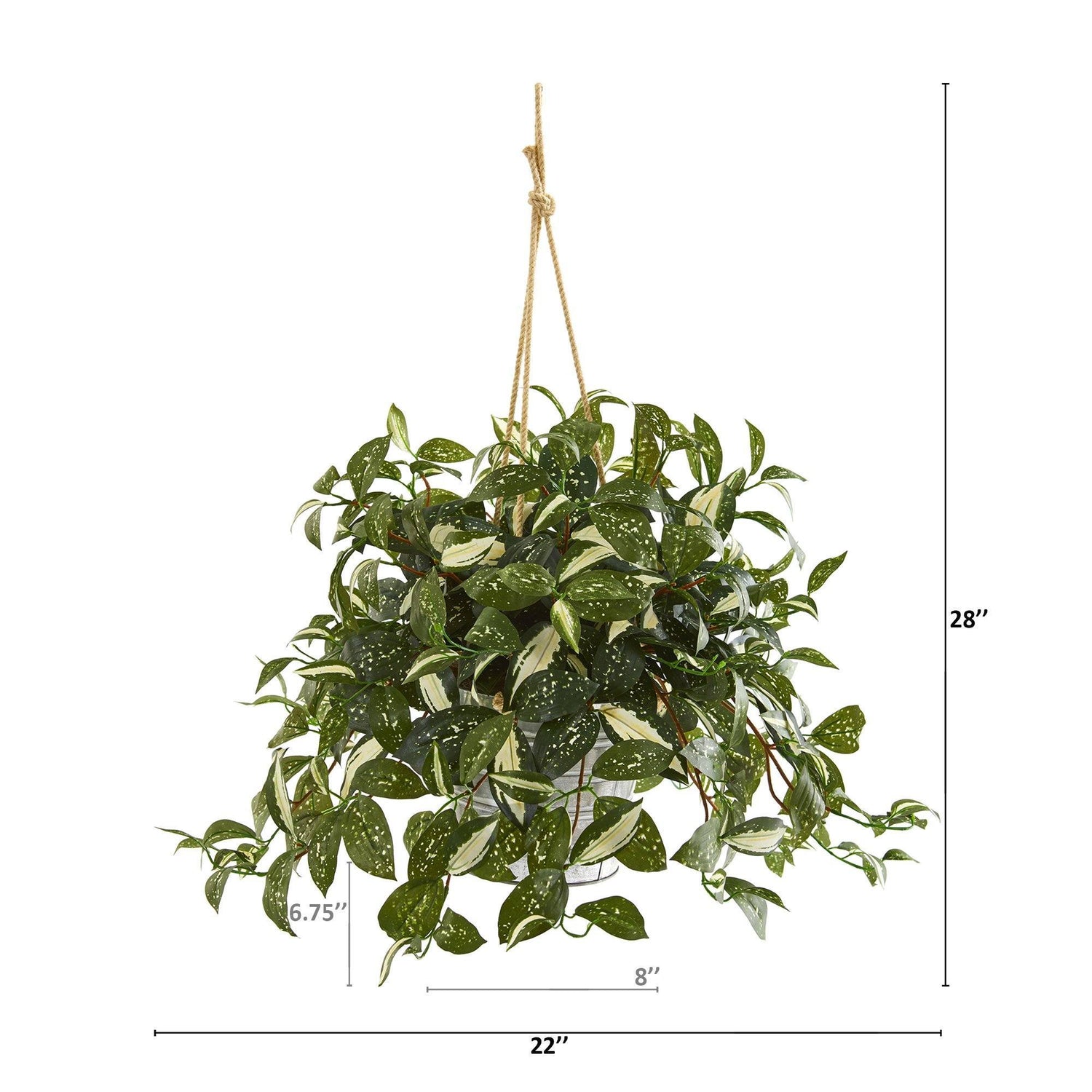 28” Florida Beauty Artificial Plant in Tin Hanging Bucket