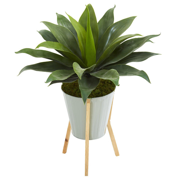 28” Large Agave Artificial Plant in Green Planter with Legs