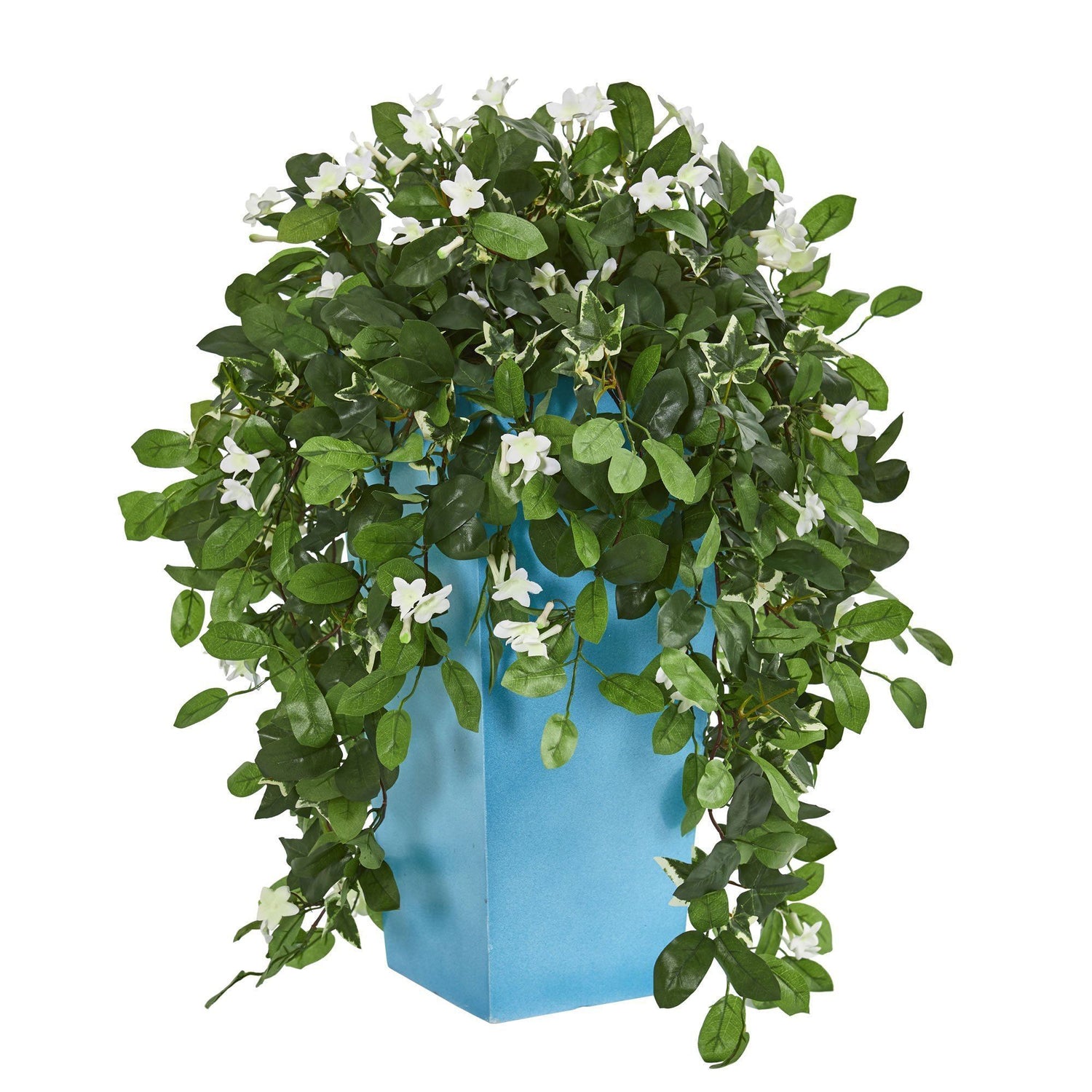 28” Stephanotis Artificial Plant in Turquoise Planter