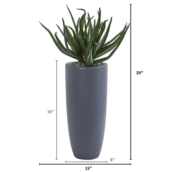 29” Aloe Artificial Plant in Gray Planter
