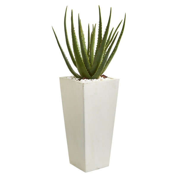 29” Aloe Artificial Plant in White Planter