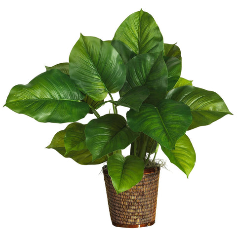 medium silk philodendron bush 29" Large Leaf Philodendron Silk Plant (Real Touch) in Basket