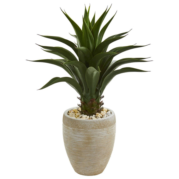 3' Artificial Agave Plant in Sand Colored Planter