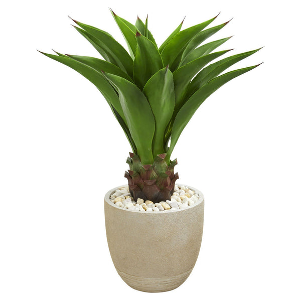3' Agave Artificial Plant in Sandstone Planter
