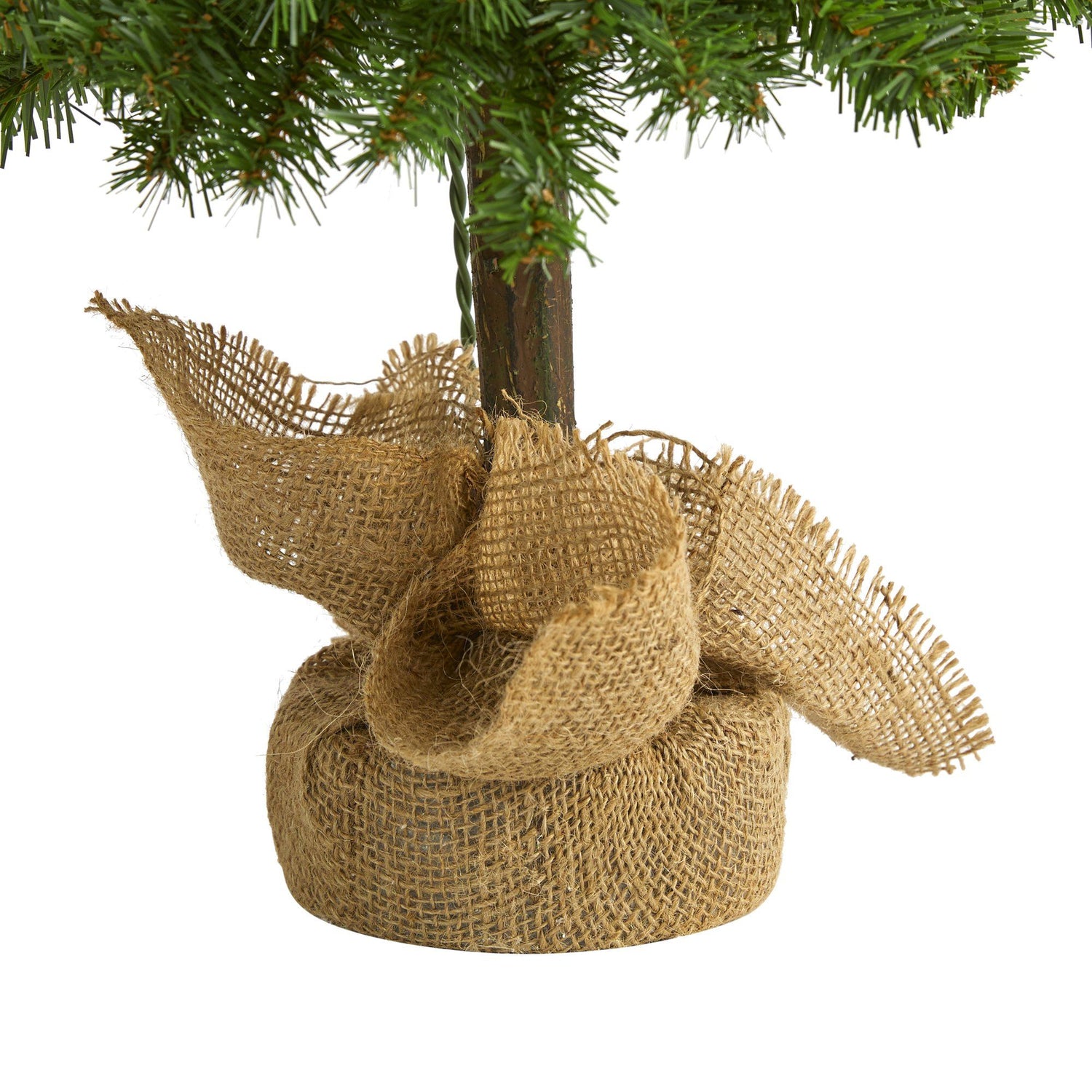 3' Alpine Artificial Christmas Tree with 50 Lights, 177 Bendable Branches and a Burlap Planter