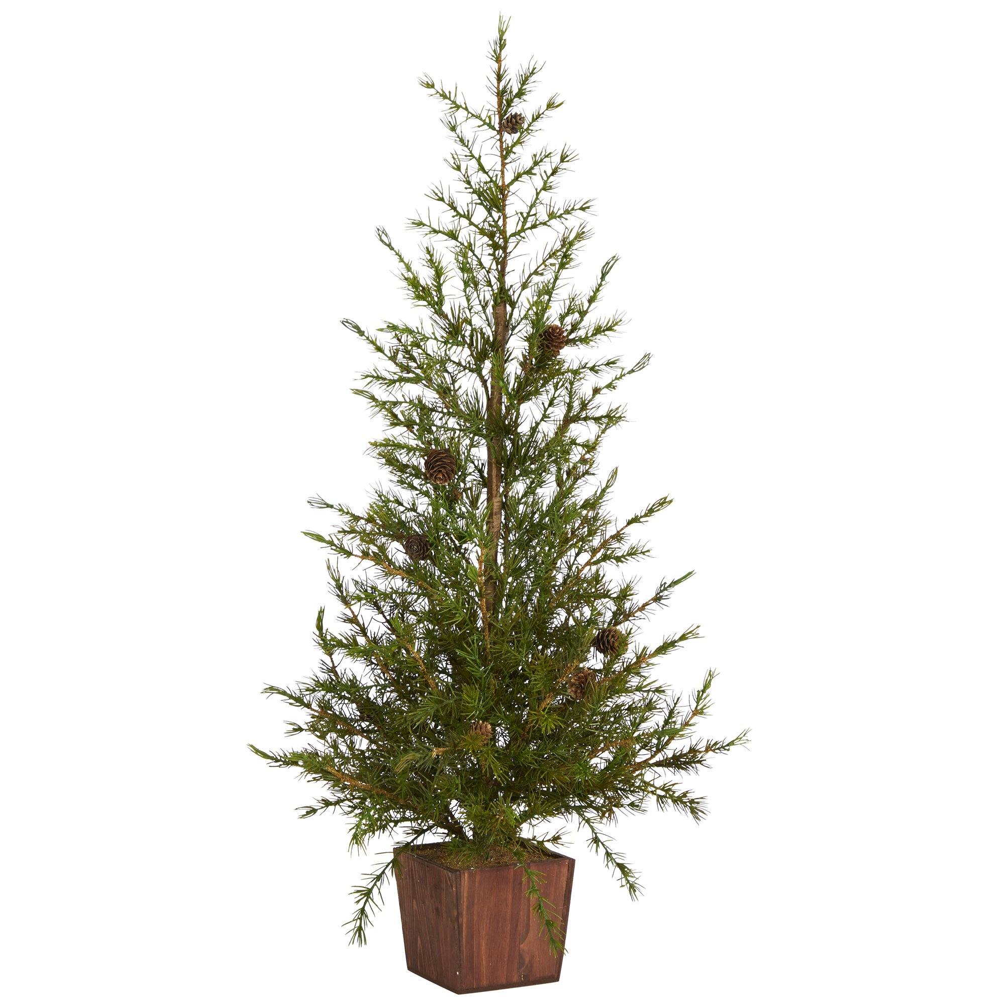 3' Alpine “Natural Look” Artificial Christmas Tree in Wood Planter
