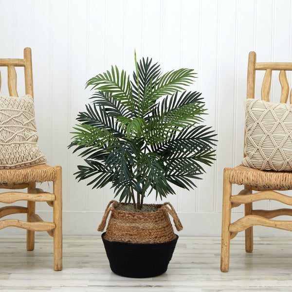 3' Artificial Areca Palm Tree with  Handmade Jute & Cotton Basket DIY KIT