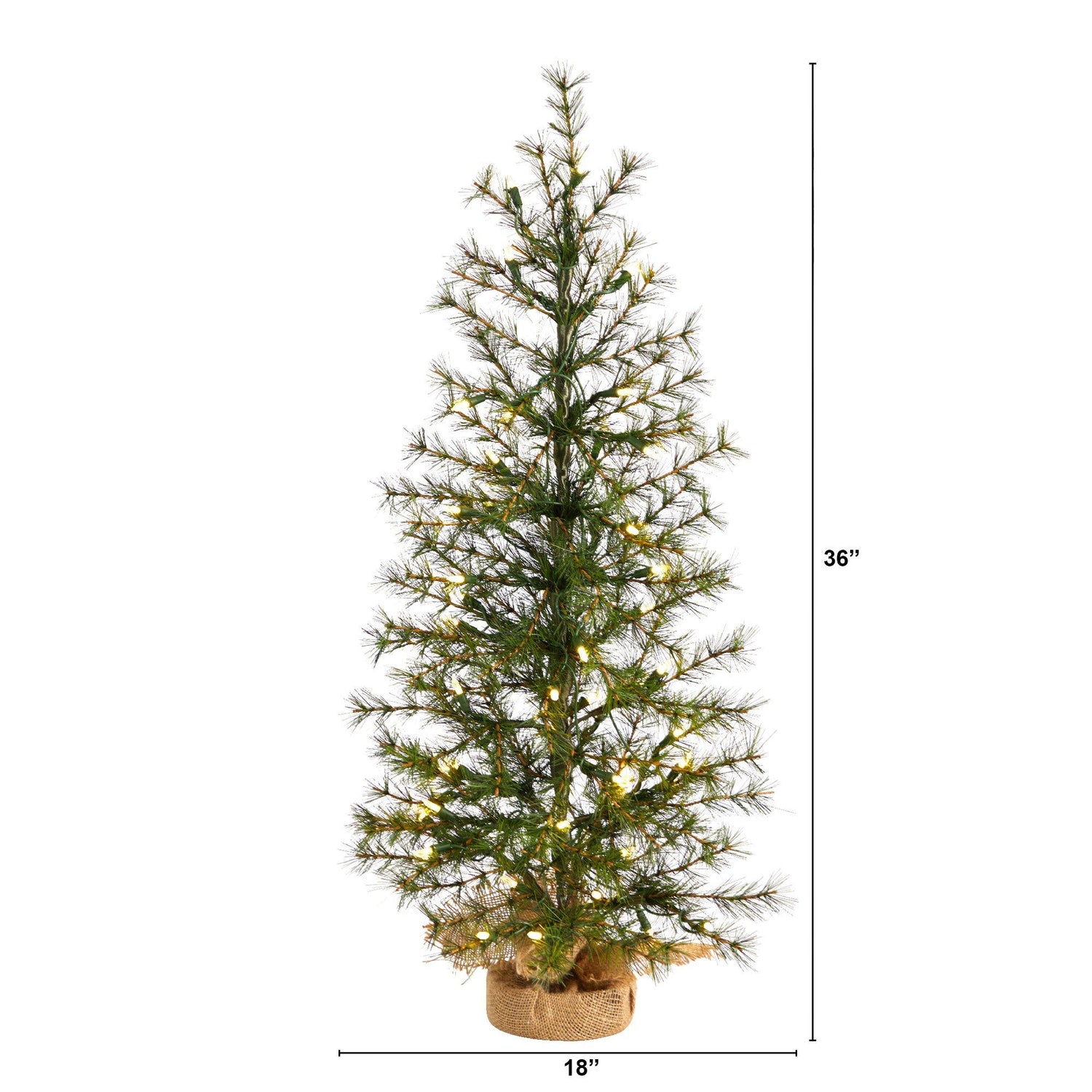 3’ Artificial Christmas Tree with 50 Clear LED Lights Set in a Burlap Base