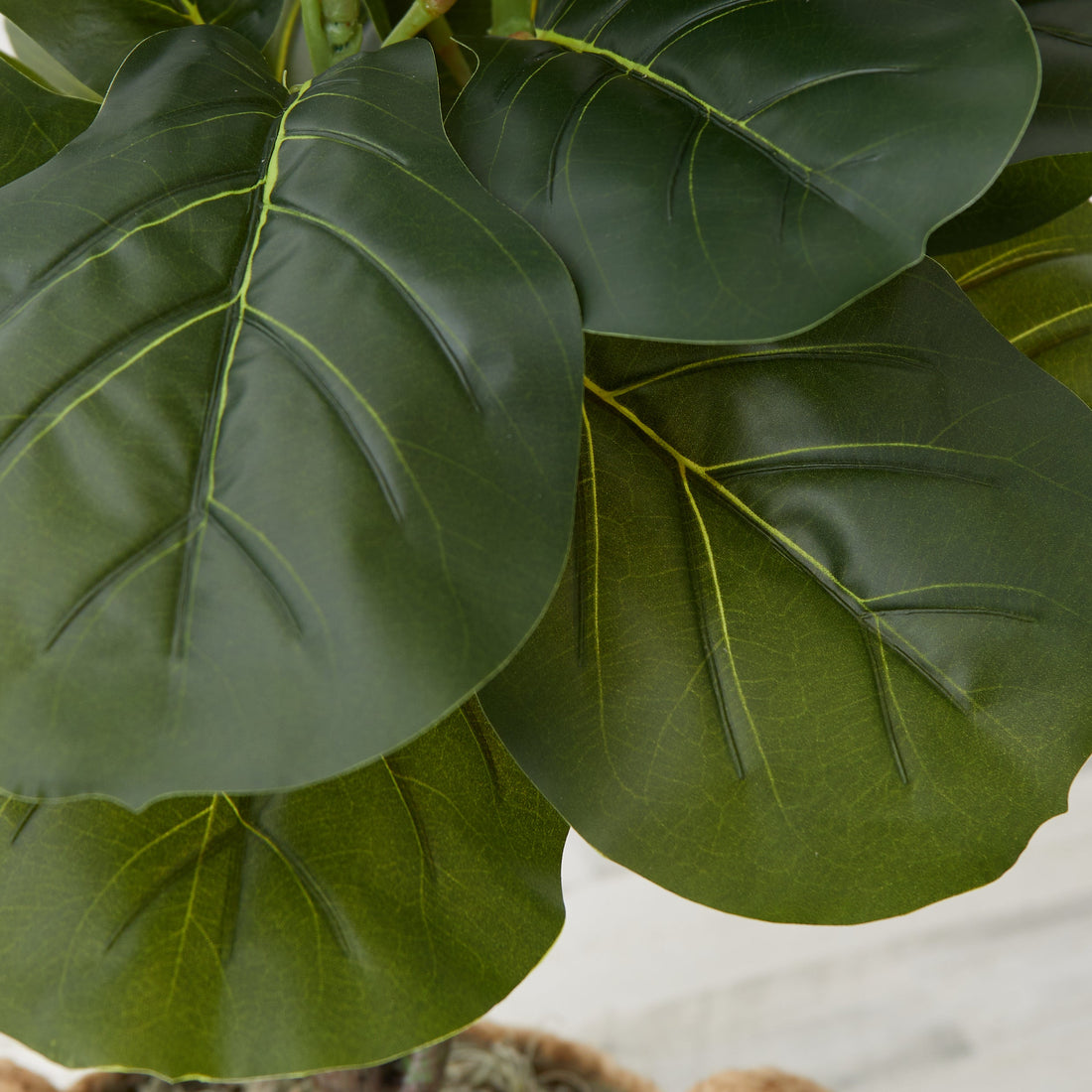 3 stem fiddle leaf fig 3' Artificial Fiddle Leaf Fig Tree with Handmade Cotton & Jute Woven B –  Nearly Natural