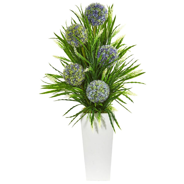 3’ Ball Flower & Grass Artificial Arrangement in Planter