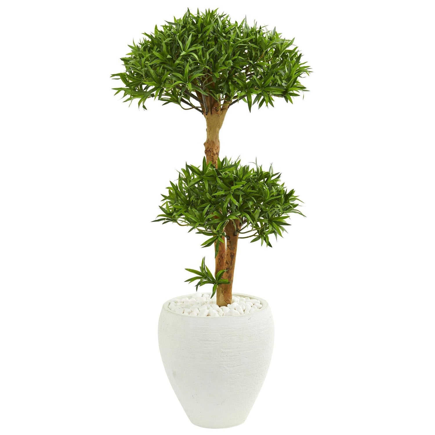 3’ Bonsai Styled Podocarpus Artificial Tree in White Planter