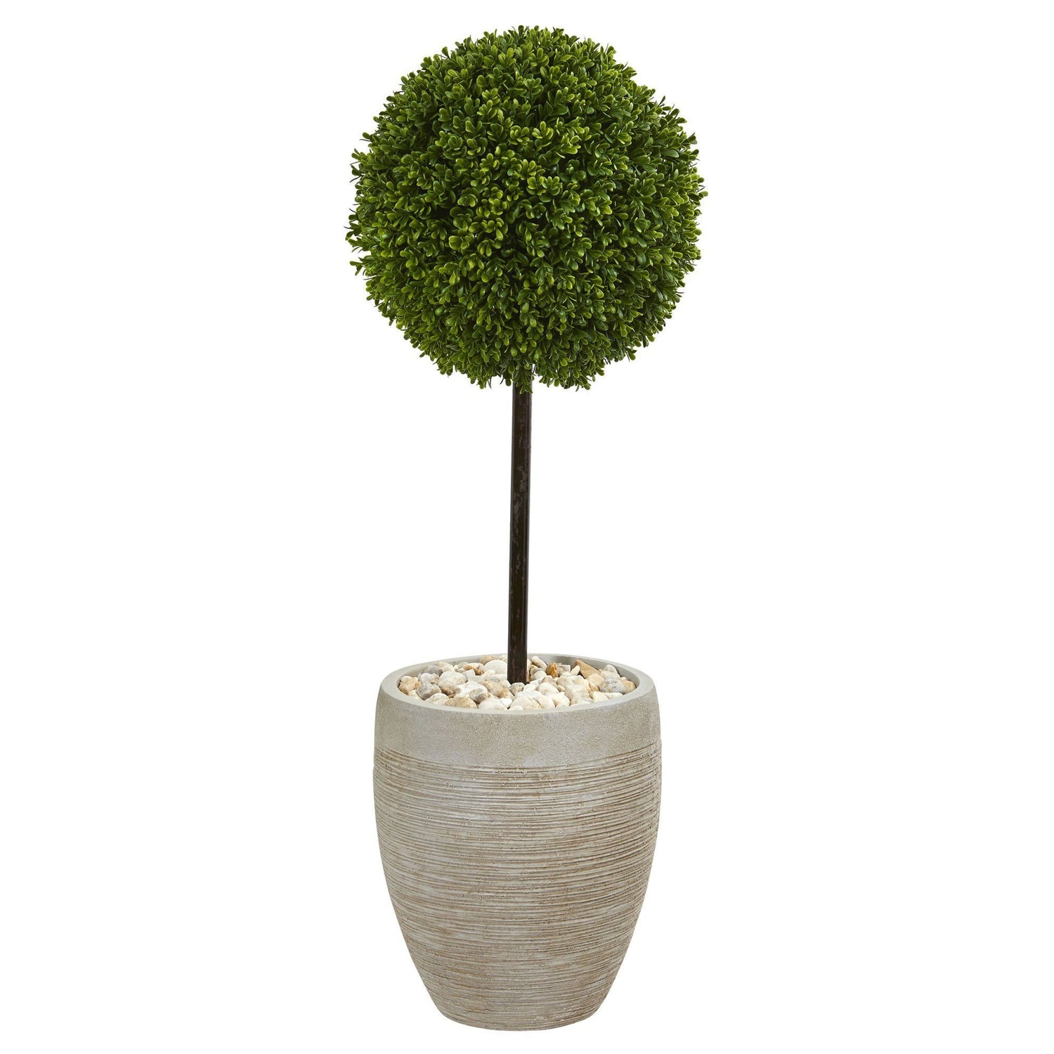 3’ Boxwood Ball Topiary Artificial Tree in Oval Planter UV Resistant (Indoor/Outdoor)