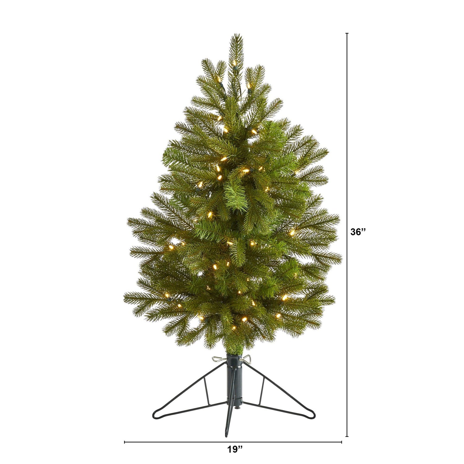 3' Cambridge Spruce Flat Back Artificial Christmas Tree with 50 Warm White (Multifunction) LED Lights and 113 Bendable Branches