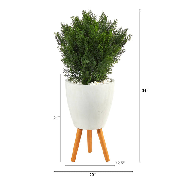 3’ Cedar Artificial Tree in White Planter with Stand (Indoor/Outdoor)