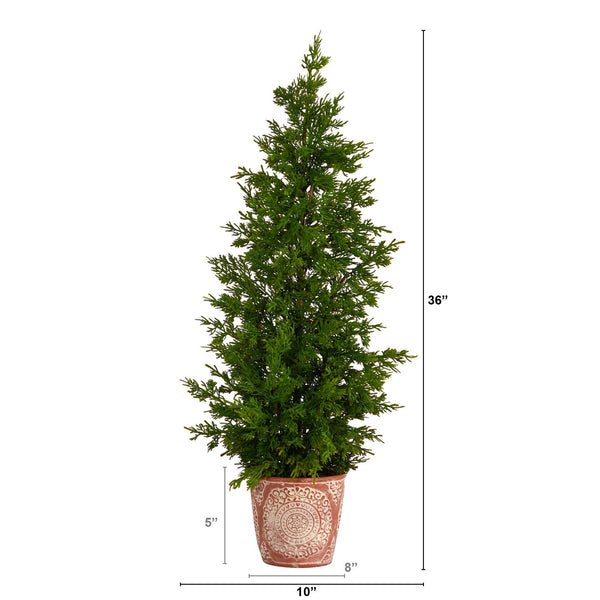 3’ Cedar “Natural Look” Artificial Tree in Decorative Planter