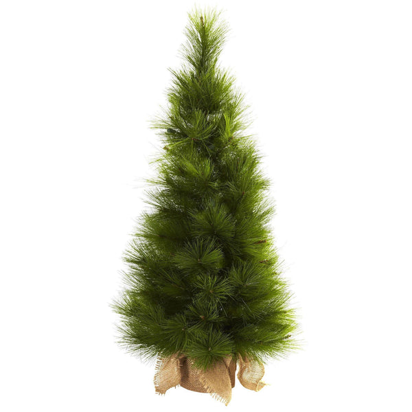 3’ Christmas Tree w/Burlap Bag & Clear Lights