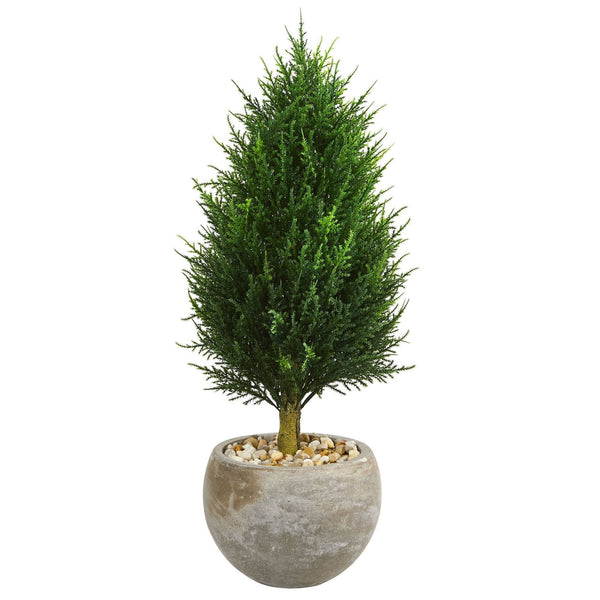 3’ Cypress Cone Artificial Tree in Sand Colored Bowl (Indoor/Outdoor)