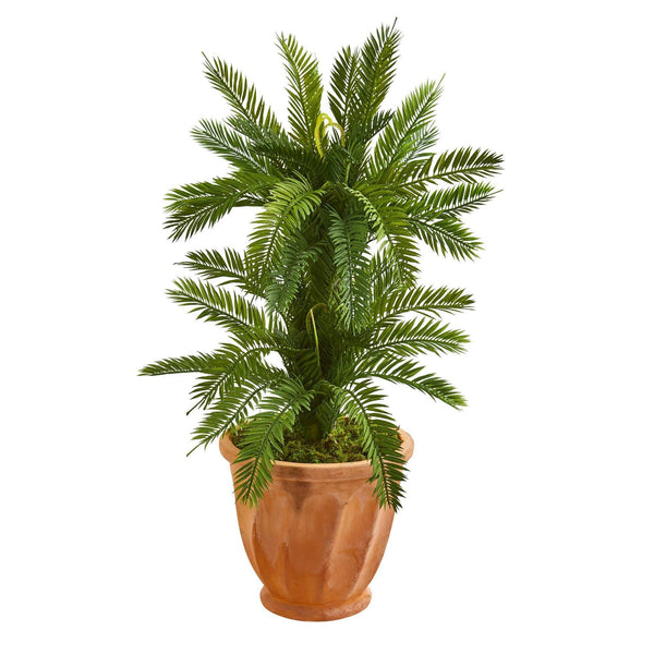 3’ Double Cycas Artificial Plant in Terra Cotta Planter