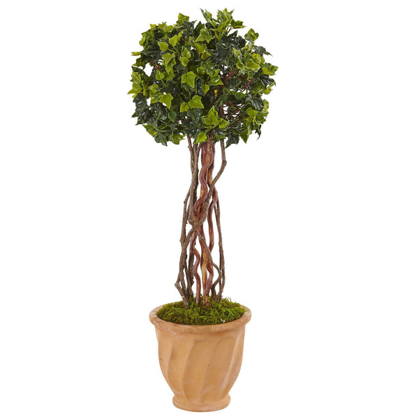 3’ English Ivy Tree in Terracotta Planter UV Resistant (Indoor/Outdoor)